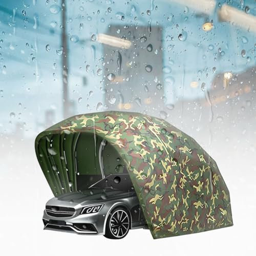 Mofgoe Carport Pieghevole per Esterni da 18 * 8,2 * 7,6 Piedi, Tenda da Sole Pieghevole E Retrattile in Acciaio Inossidabile, Tenda da Garage per Auto con Copertura, per Camion,Camuffare