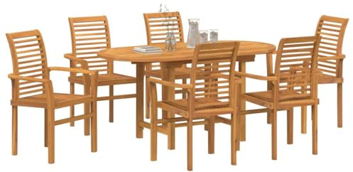 vidaXL Garten Essgruppe 7 STK. Braun Massivholz Teak