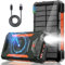 Solar Powerbank 26800mAh, Power Bank Schnellladung, Wireless Charger Powerbank mit 4 Ausgänge, Taschenlampe, Wasserdichtes, Solar Charger für Smartphone, Camping, Outdoor
