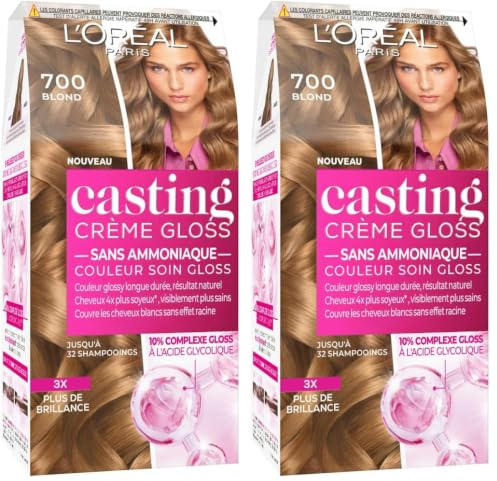 L’ORÉAL PARIS - Coloration Cheveux Semi-Permanente Ton sur Ton - Couleur Soin Gloss - Sans Ammoniaque - Casting Crème Gloss - Nuance : Blond (7.0)