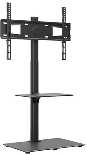 Support TV d'angle en acier et verre pour téléviseurs de 32 à 65 - Élégant et peu encombrant avec 2 étagères - Idéal pour les petits espaces
