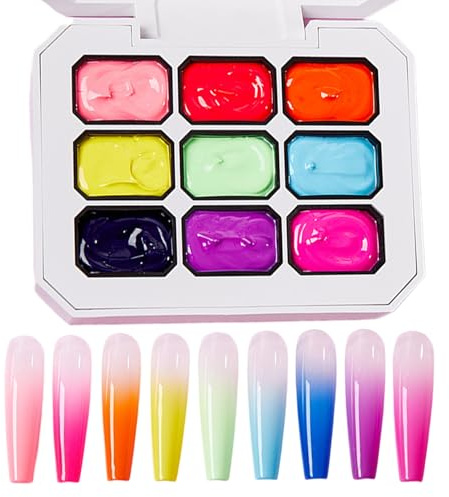 Pat Gel Polish | Art Gradient Painting Gel,9-Color Polish Palette Accessories Nail Painting Design Art Manicure for Women and Girls