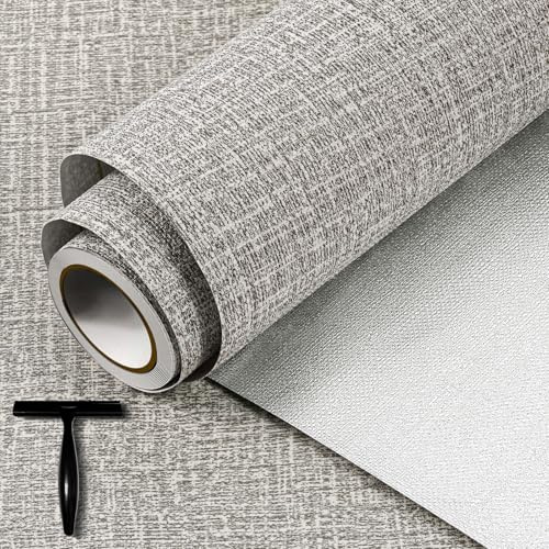 WADILE Texture Wallpaper Peel and Stick for Cabinet | Adhesive Removable Contact Paper for Bathroom Garage Living Room 40cm × 1000cm Gray