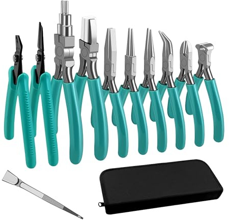 C&T Profi 11-teiliges Schmuckwerkzeug Set – Präzisions-Juwelier-Zangen-Kit inkl. Rundzange, Flachzange, Seitenschneider und mehr,für DIY Schmuckherstellung, Drahtbiegen & Kettenreparatur mit Tasche
