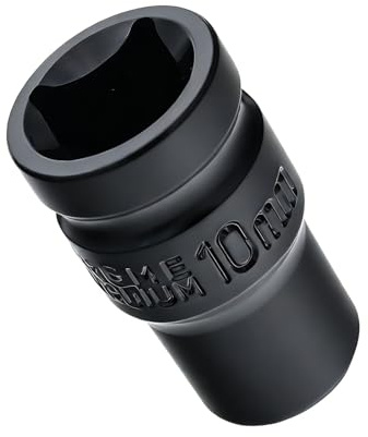 Youzzei 10mm Impact Socket 1/2 Drive 6Pt Shallow Metric Socket CR-V Coated | Electrophoretic Coating CR-V Steel 10mm Socket 1/2 Drive, 6-Point Design, For Auto Repair Mechanical Maintenance DIY