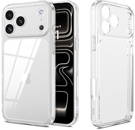 Telaso for iPhone 17 Pro Max Case Clear, [Full Camera Protection] [Anti-Yellowing] Military-Grade Protection Shockproof Slim Phone Case Cover for iPhone 17 Pro Max 6.9'' 2025, Crystal