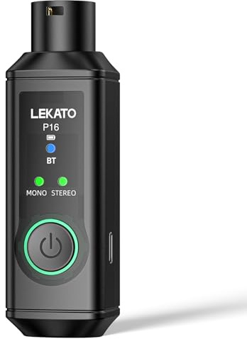 LEKATO P16 Bluetooth XLR Empfänger, Mono/Stereo Audio Receiver mit 15H Laufzeit für PA-, DJ-Systeme & Mixer