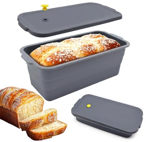 Moule a Cake Pliable, Antiadhésif Moule Gateau Silicone, 32x15x11cm Moule a Brioche Rectangulaire & réutilisable, Moule Pain de Mie avec Couvercle pour Gâteau Pain Pâtisserie Cuisson Bricolage