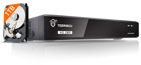 TIGERSECU Super HD 1080P 4-Channel Hybrid 5-in-1 DVR NVR Security Video Recorder with 1TB Hard Drive Supports Analog and IP Cameras (Cameras Not Included)