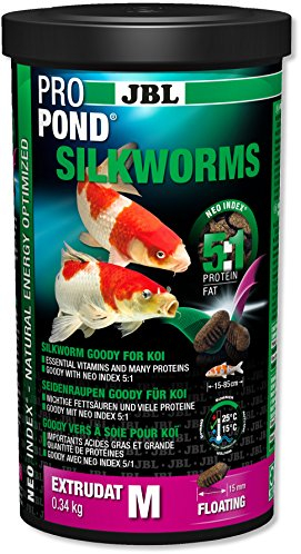 JBL Seidenraupen für Koi, Schwimmende Extrudate, Leckerbissen, PROPOND SILKWORMS, Größe M, 340 g