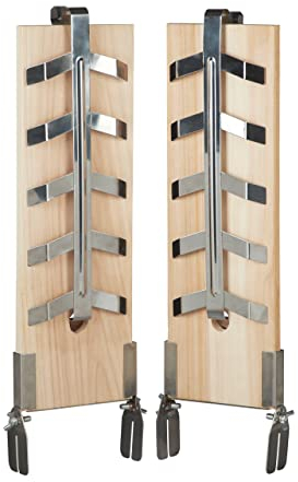 Relaxdays Lot de 2 planches à griller le saumon, planche à fumer pour filet de saumon, planche en bois de cèdre, supports inclinables en acier inoxydable, naturel