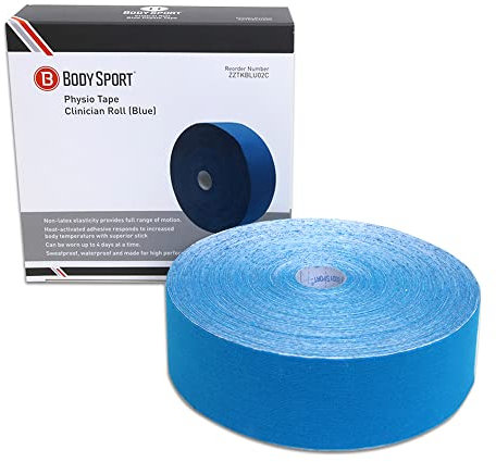 Body Sport Physio Tape - Wasserdichtes Kinesiologie-Tape - Kinetisches Tape mit Stretch zur Unterstützung der Muskeln - Muscle Tape, blau, 2in x 33.5yds