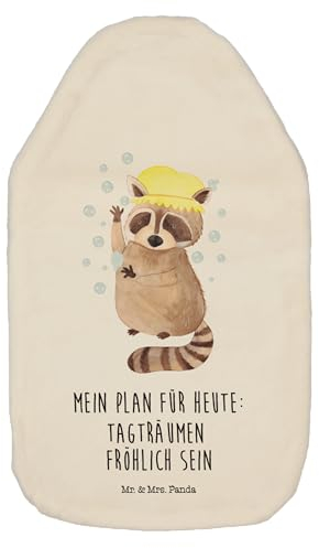 Mr. & Mrs. Panda Wärmflasche Waschbär - Geschenk, waschen, Kleine Wärmflasche, Seifenblasen, Bettflasche, Körnerkissen, Tiermotive, Tagträumen,