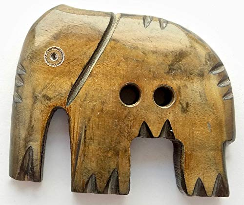 Lüna Knöpfe Horn Elefant, braun, 5 Stück (33 mm)