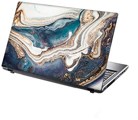 TaylorHe 13-14 inch Laptop Skin Vinyl Decal with Colorful Patterns and Leather Effect Laminate MADE IN England Flowing Energy Blue Cream