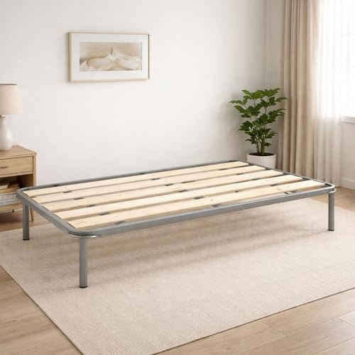 Talamo Italia - Einzelbettgestell Mariaelena, orthopädisches Untergestell mit gehobelten Lattenrosten, 100 % Made in Italy, 80 x 190 x 31 cm