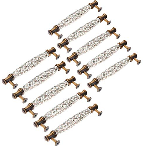 Banggo Schrankgriff mit Schleife, Vintage, T-Griff für Küchentür, Blumendesign, Schrankknöpfe, Schlafzimmermöbel, Keramik, Zinklegierung, messing antik-optik, CC: 128mm/ Total Length 150mm