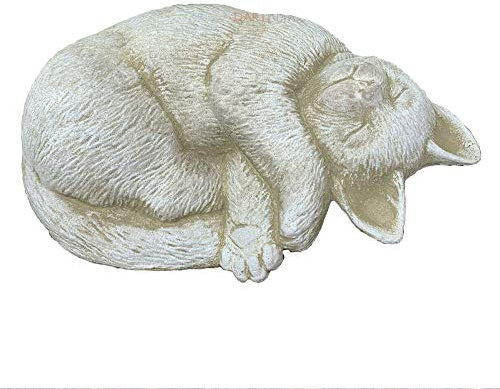 Darthome Stone Outdoor Garden Lawn Statue Ornament Sculpture Small Sleeping Kitten Cat A