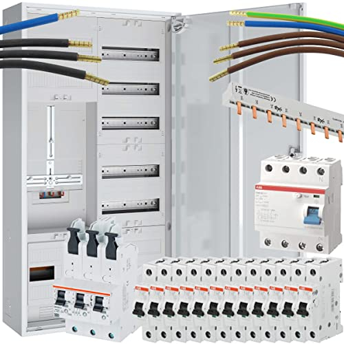WITTKOWARE Einfamilienhaus Komplett-Zählerschrank, 1x 3-Punkt Zählerplatz, Verteilerfeld/APZ, FI-Schalter 40/0,03A, 12x Sicherungsautomaten B16A, Verdrahtungsmaterial, SLS 50A