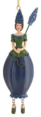 ROSEMARIE SCHULZ Heidelberg Blumen Mädchen Figur Traubenhyanzinthe blau zum Hängen Flower Fairy Dekofigur Blumenfigur Skulptur Blumenkinder