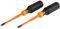 Klein Tools 33732INS Lot de 2 tournevis isolés à pointe fine 1000 V, 2 embouts Phillips et 6,35 mm, poignée antidérapante, noir et orange