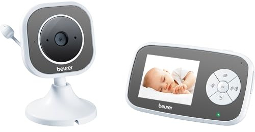 Beurer BY 110 Video-Babyphone mit Infrarot-Nachtsichtfunktion, 300 Meter Reichweite und Temperaturalarm, strahlungsarme und energieeffiziente Übertragung