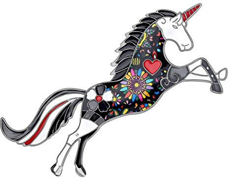 DOWAY Floral Einhorn Brosche Emaille Pferd Schmuck für Frauen Mädchen Anstecknadel Kleidung Schal Abzeichen Dekorationen Geschenk