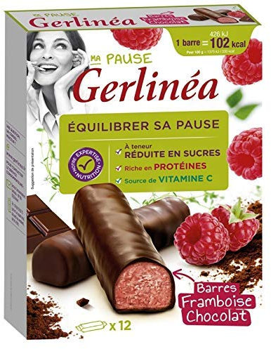 Gerlinéa - Juego de 2 barritas de frambuesa y chocolate (372 g)