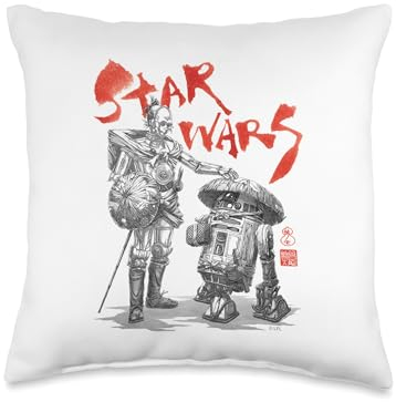 Star Wars Visions C-3PO R2-D2 Kissen, Schwarz und Wei , 40,6 x 40,6 cm, mehrfarbig