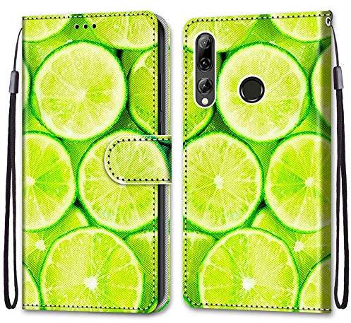 Mo-Somnus Cover per Huawei P Smart Plus 2019/ Enjoy 9S, Custodia in PU Pelle Magnetica Libro Flip Caso Antiurto Portafoglio con Porta Carte e Cinturino da Polso Wallet Protettiva Case (Limone)