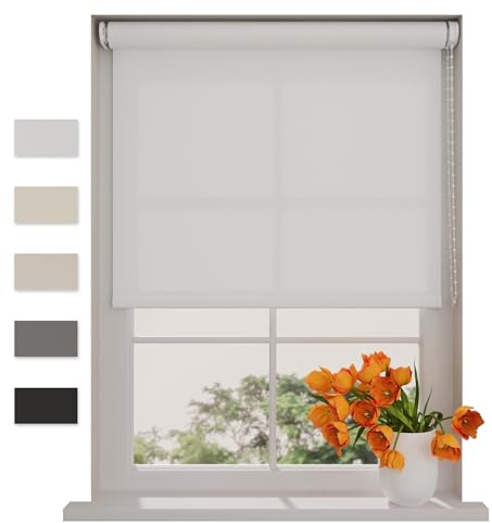 DTCH® Lichtdurchlässiges Rollo, weiß, 80 x 190 cm | Für Fenster, Sichtschutz bei Tageslicht, Wand- Decken- oder Klemmfix-Montage, Breiten bis 240 cm, kindersicher, Kettenzug