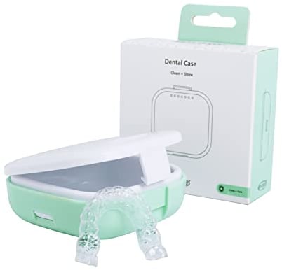 encase Dental Retainer Case with Dental Bath – Dual Purpose Hygienic Denture Case for Storage and Immersion of Mouthguards, Ortho Retainers + Dental Appliances (Mint Green)