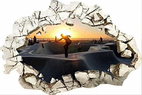 3D Loch in der Wand Skate Park Wandaufkleber Poster