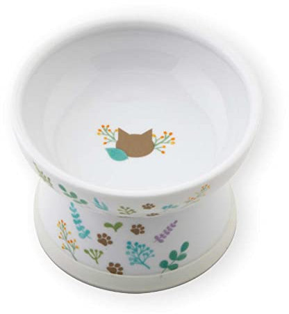 Necoichi Elevated Stress Free Cat Food Bowl, Elevated, Backflow Prevention, Dishwasher and Microwave Safe, No.1 Japan. (2022 Botanical Garden Limited Edition, Regular)