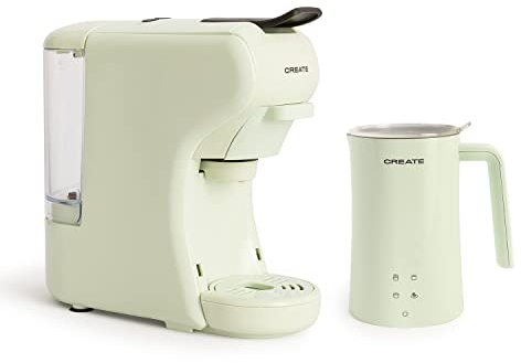 CREATE / PACK POTTS + MILKFROTHER/Cafetera Multicápsula Express y Espumador calentador de leche color Verde