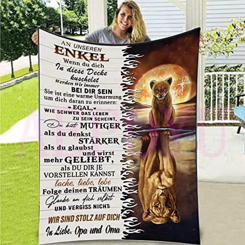 Kuscheldecke Personalisierte Decke Geschenke, An Unseren Enkel Von Oma und Opa Super Weiche Kuschelst Decke Flanell, Nachricht Briefdecke Mit Namen Geschenke, Geburtstag, Weihnachten (150x200cm)