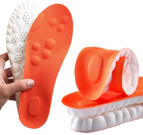 Memory Schaum Einlegesohlen mit Arch Support für Damen und Herren, Komfort Massage Einlegesohlen, Ersatz-Schuheinlagen für Turnschuhe, Turnschuhe, Arbeitsstiefel(41.5/42EU Orange)