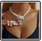 Hochzeits-Perlen-Blumen-Halsketten-Set Brautkristall weiße Kunstperlen Anhänger Halskette Ohrringe Blumen-Strass Kunstperlen Kettenschmuck für Frauen Braut Brautjungfer (Weiß A)