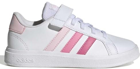 adidas Unisex - Bambini Grand Court Court Elastic Lace and Top Strap Shoes, clear pink/bliss pink/pink fusion, 30 EU