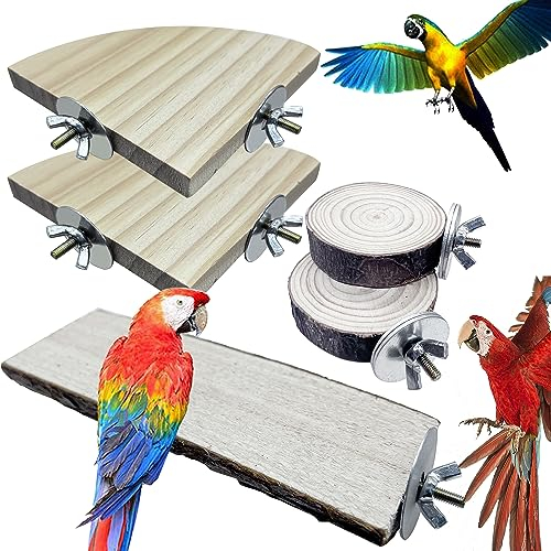 Allazone 5 Stück Sitzstangen Vögel, Naturholz Sitzstangen Natürlicher Sitzstangen für Vögel Holz, Vögel Spielzeug Vogel Papagei Schaukel Spielzeug