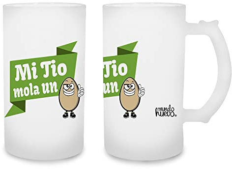 Jarra de cerveza Tio molas un huevo. Cristal esmerilado de primera calidad AAA. 80 x 150 mm. 500 ml