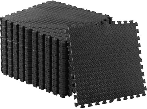 Trafagala 60 x 60cm 40PCS Black Large Foam Jigsaw Mats Thick Heavy Duty Gym Flooring Interlocking Floor Mats Eva Soft Foam Yoga Mat Floor Tiles Rubber Stable for Gym Home Garage (40PCS)