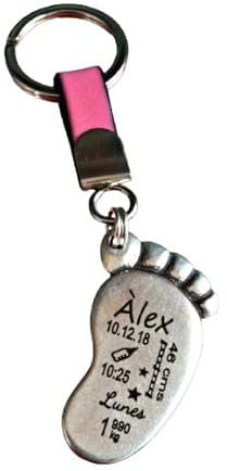 Porte-clés de naissance personnalisé. Cadeau pour les pères ou les mères de nouveau-nés
