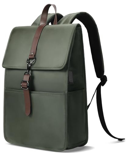 Casual Daypack 15.6 Inch Laptop Backpack Water Resistant School Bag with USB Charging Port Travel Backpack Anti-Theft Business Backpack Work Backpack for Men and Women School Work Travel-Green