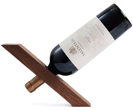 Northauz Floating Wine Holder, Cool Unique Floating Wine Bottle Holder Decorative, Wooden Floating Wine Rack, Single Wine Bottle Holder, Wine Stand for Wine Decor, Wooden Wine Rack