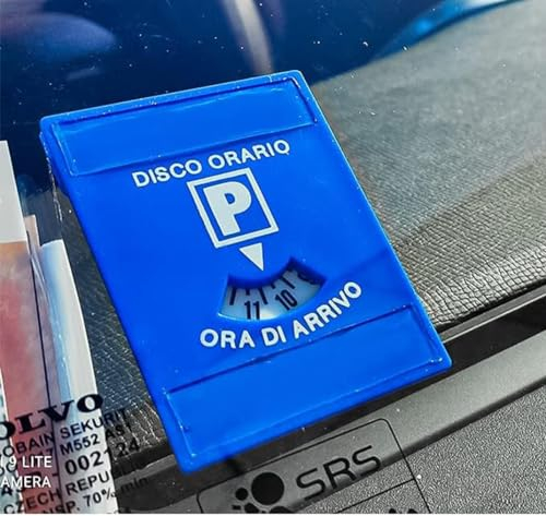 TEKSHOPPING | Disco Orario | Adesivo - 6 x 8 CM |Parchimetro Disco Orario | Parcometro | Sosta | Italiano Timer Parcheggio x Auto Camion Camper Compatto