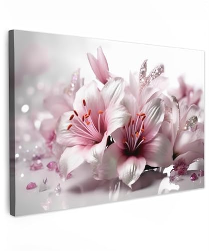 MuchoWow© Wandbilder Klein 30x20 cm Mini Schlafzimmer Home Deko Wohnung Bild Wohnzimmer Fotoleinwand Wand Bilder Leinwand Wall Decor Blumen - Lilie - Sakura - Rosa - Natur
