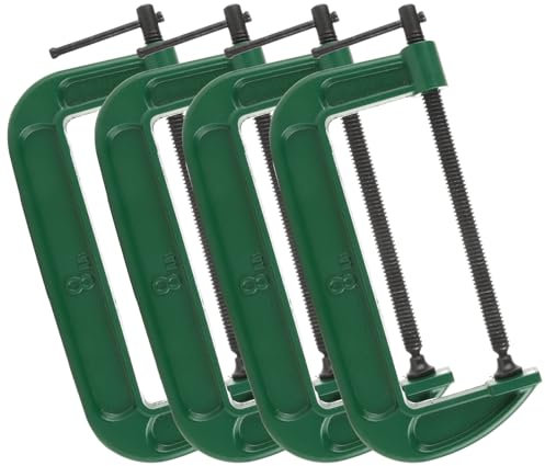 C-Klemme, 20,3 cm, strapazierfähig, aus hochwertigem Eisen, C-Klemmen, Industriestärke, Schraubzwinge, C-Klemmen-Set für Holzbearbeitung, Schweißen, Bauwerkstück, 4 Stück