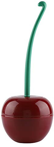 Juego de Estropajo para baño con Forma de Cereza, Cepillo para Lavabo y Soporte, Herramienta de Limpieza para Ducha, Esquinas y Cocina (Rojo Oscuro)