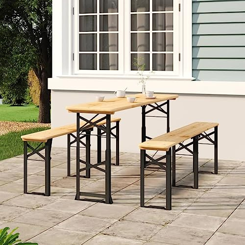 QZZCED Biertisch Klappbar 170x50x75/105 cm Massivholz Tanne, Garten Lounge Tisch Balkon Esstisch Patio Tisch Outdoor Tisch für Gärten, Terrassen, Balkone
